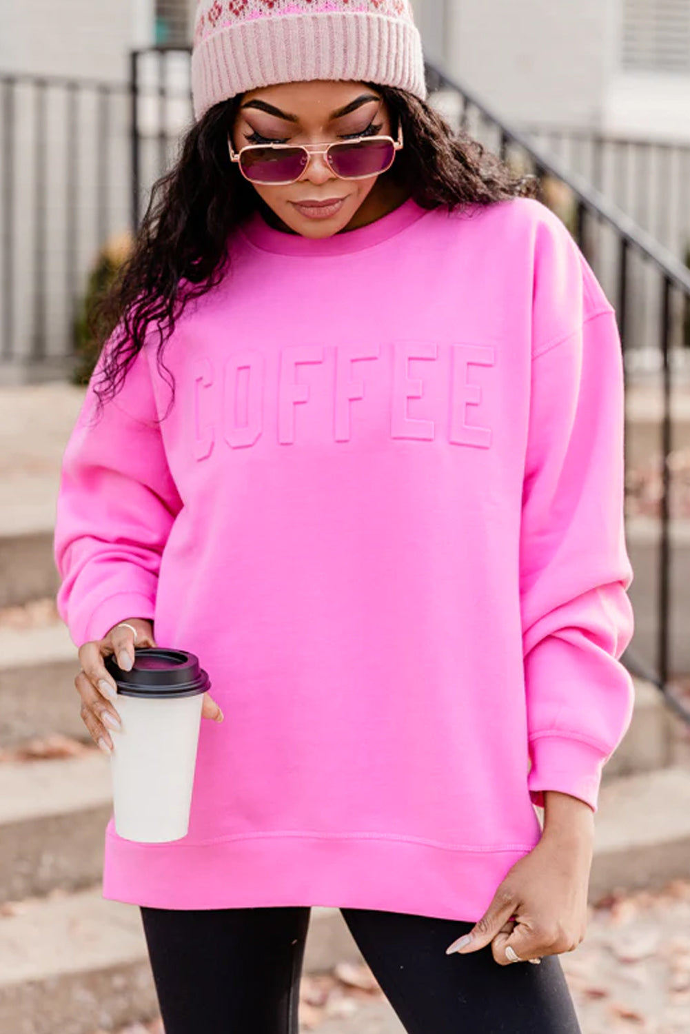 Bonbon COFFEE Lässiges Sweatshirt mit Buchstabenprägung