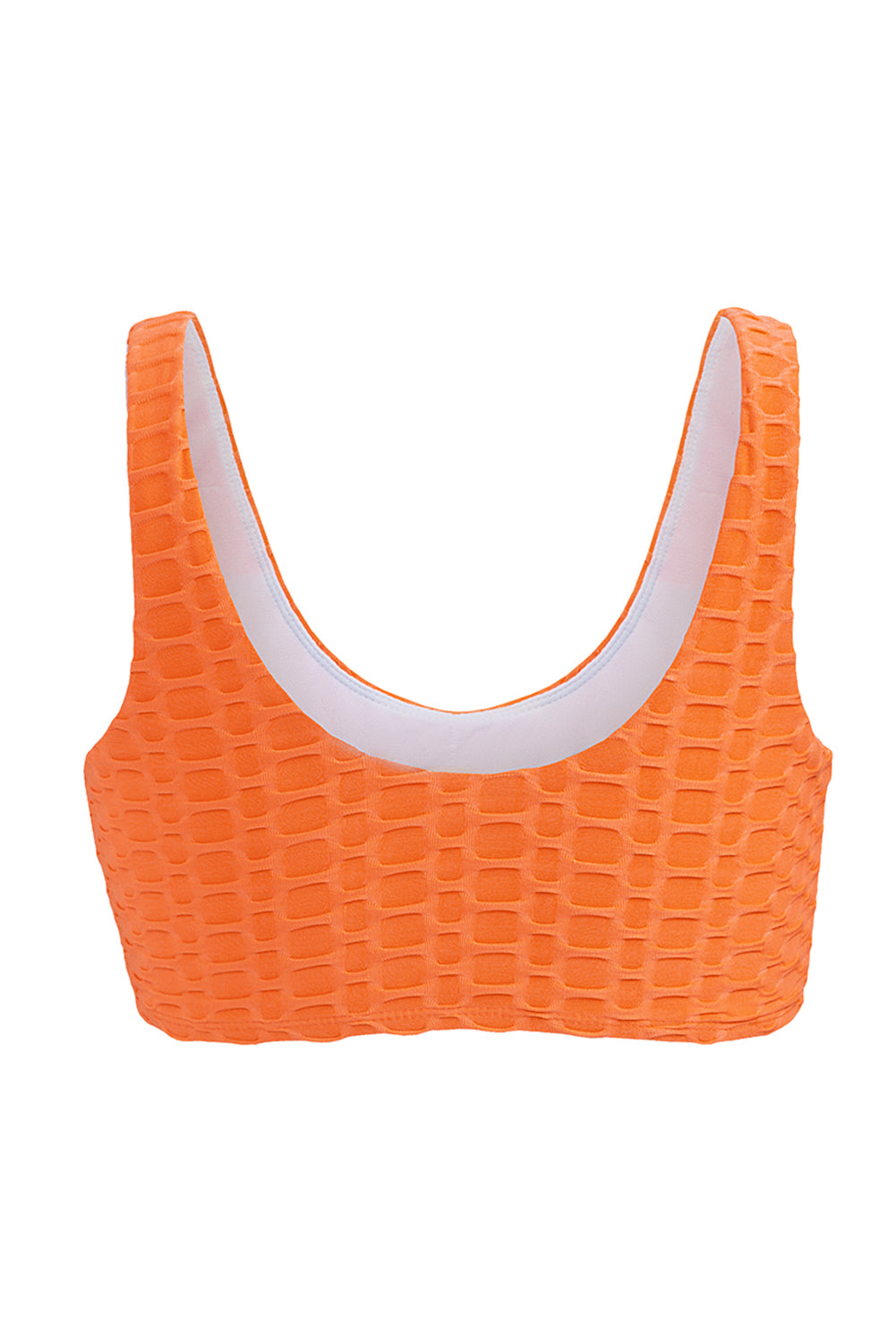 Orange Honey Comb Textured Swim Top