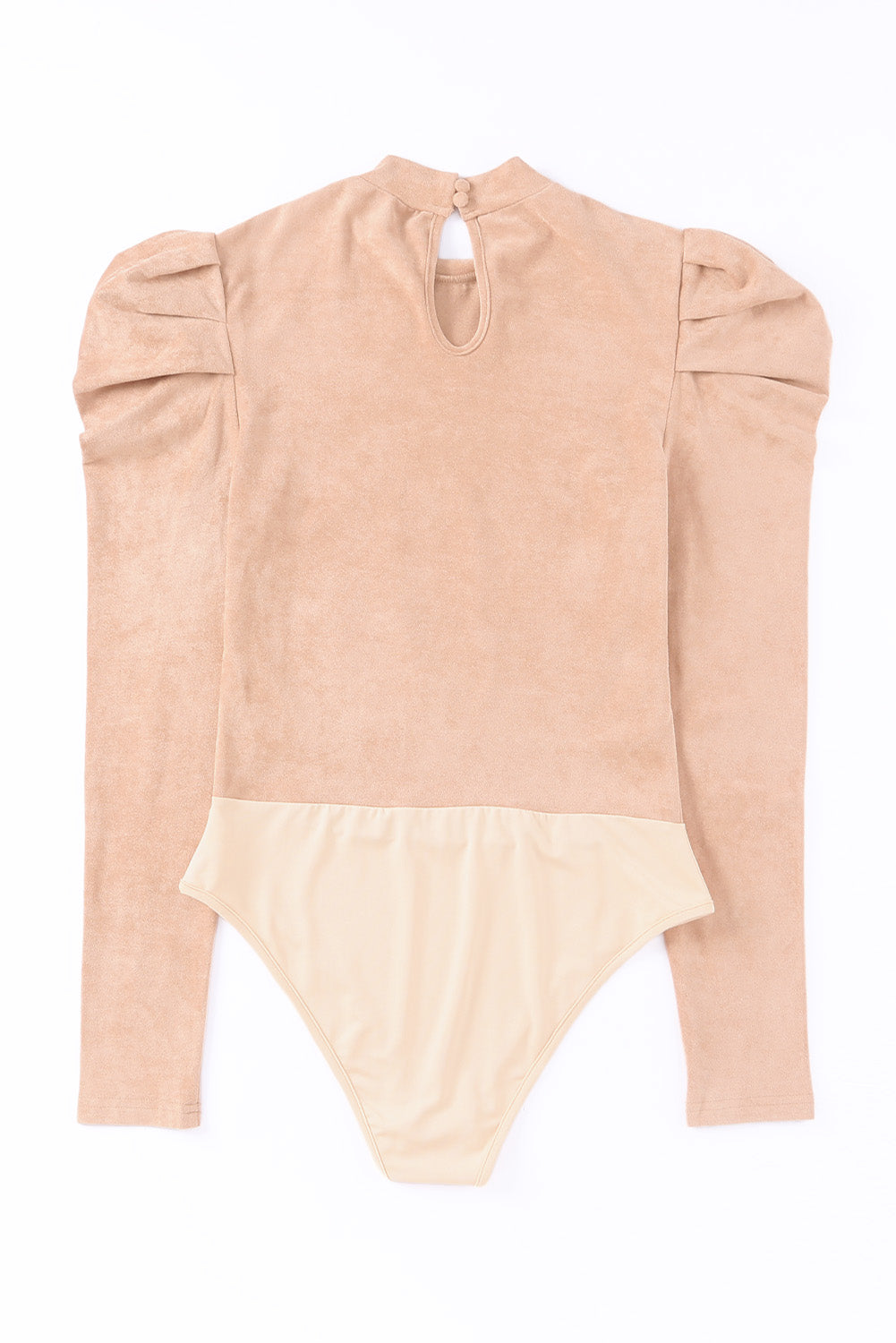 Brown Puff Sleeve Suede Bodysuit