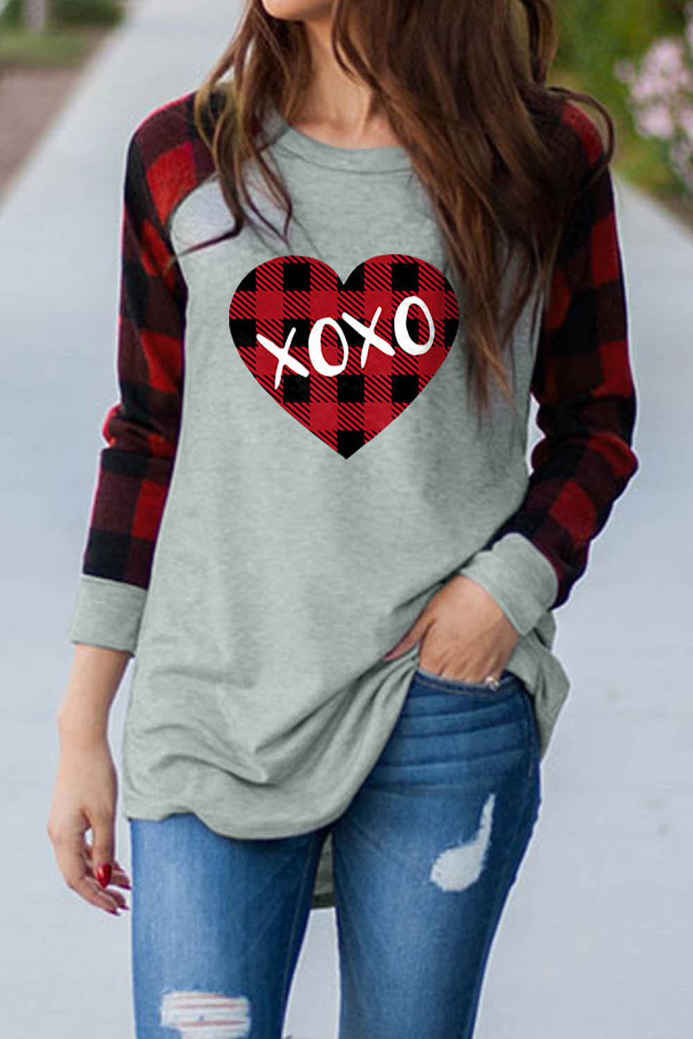 XOXO - Sweat-shirt color block à manches écossaises