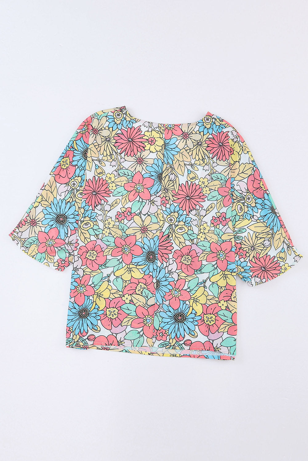 Bluza s polurukavima s V izrezom u više boja