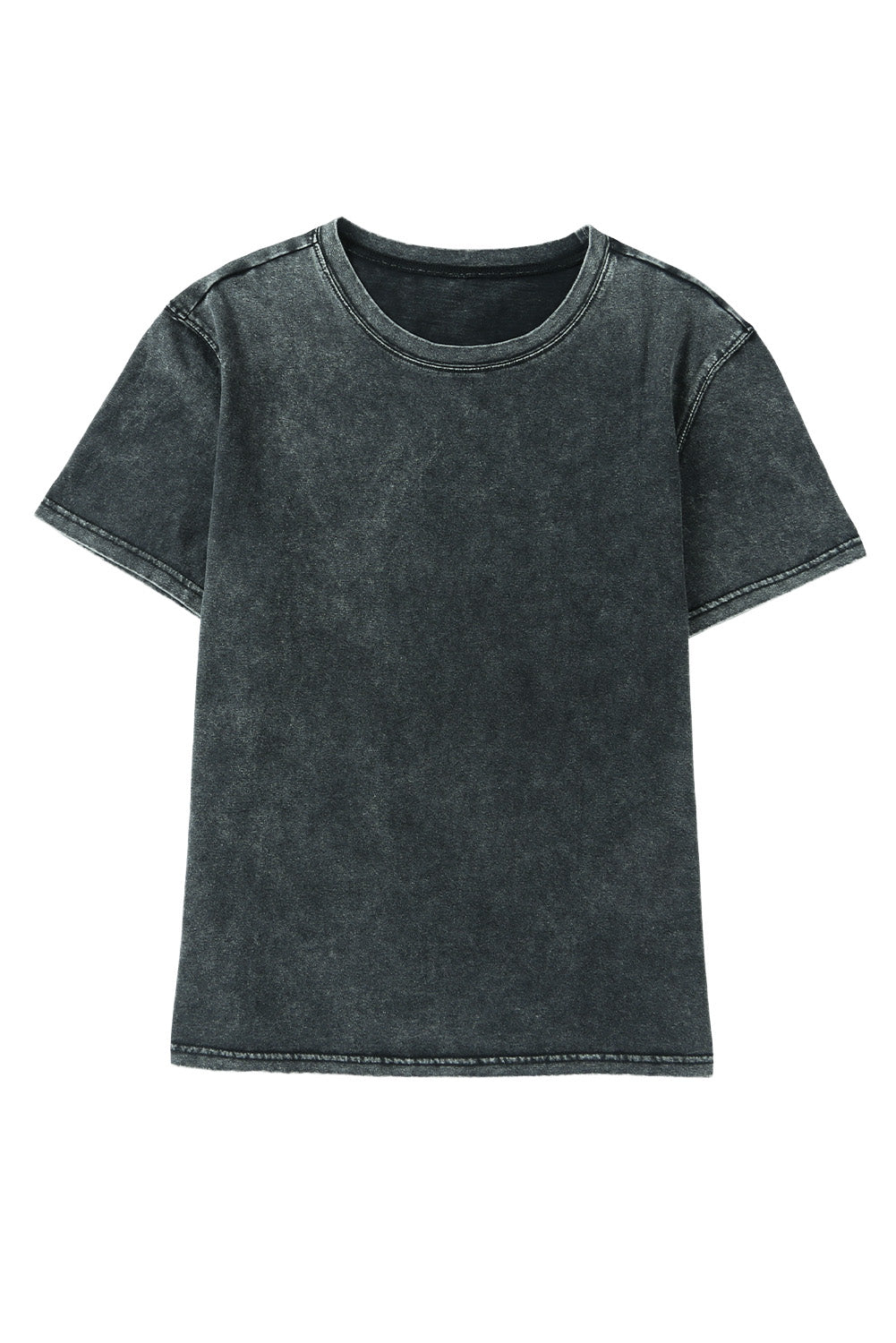 Black Mineral Washed Casual Short Sleeve Tee