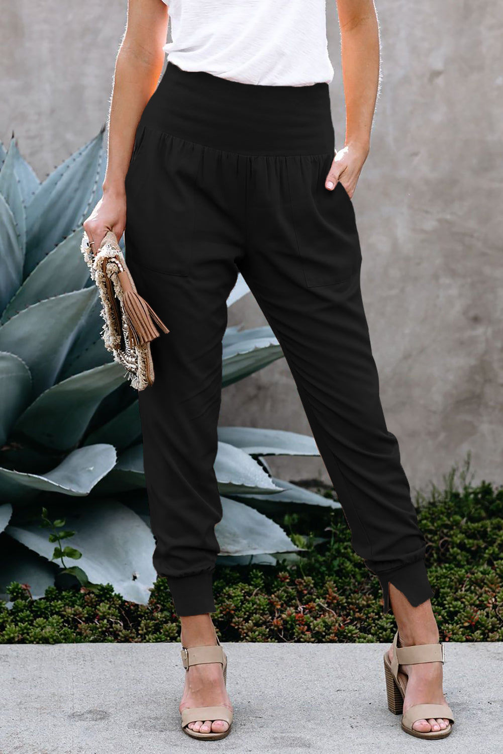 Pantalon de jogging en coton noir avec poches