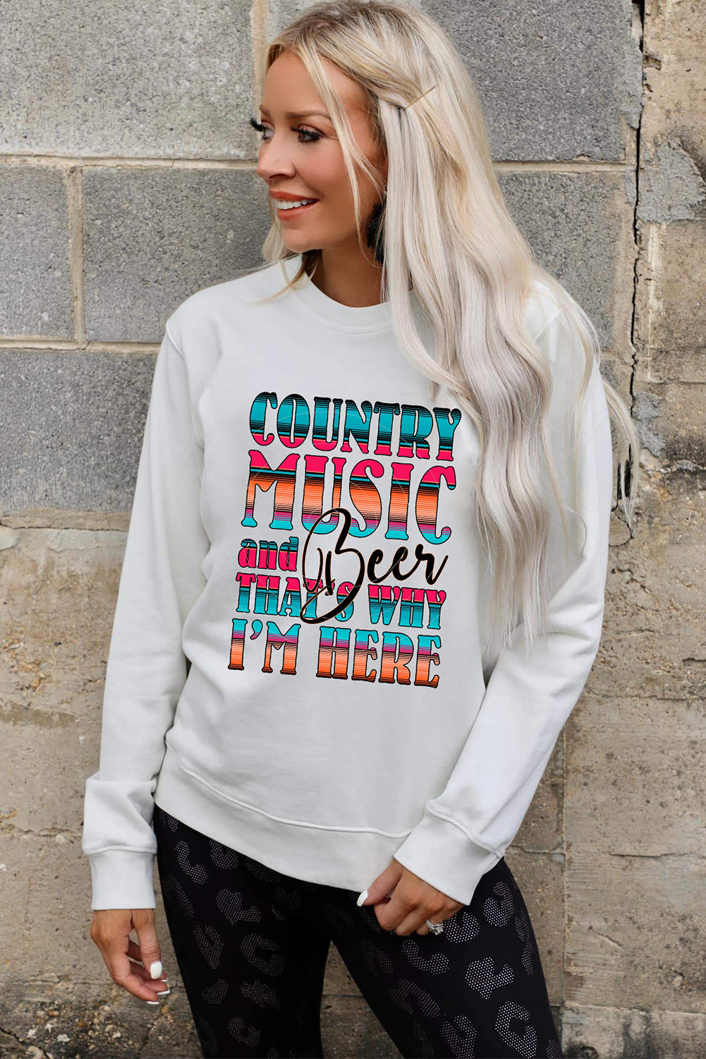 Pullover-Sweatshirt mit Rundhalsausschnitt und Buchstaben-Print