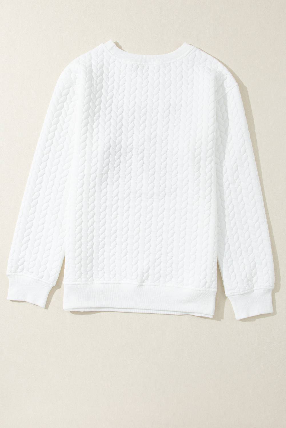 Sweat-shirt blanc en tricot torsadé brodé LUCKY Chenille