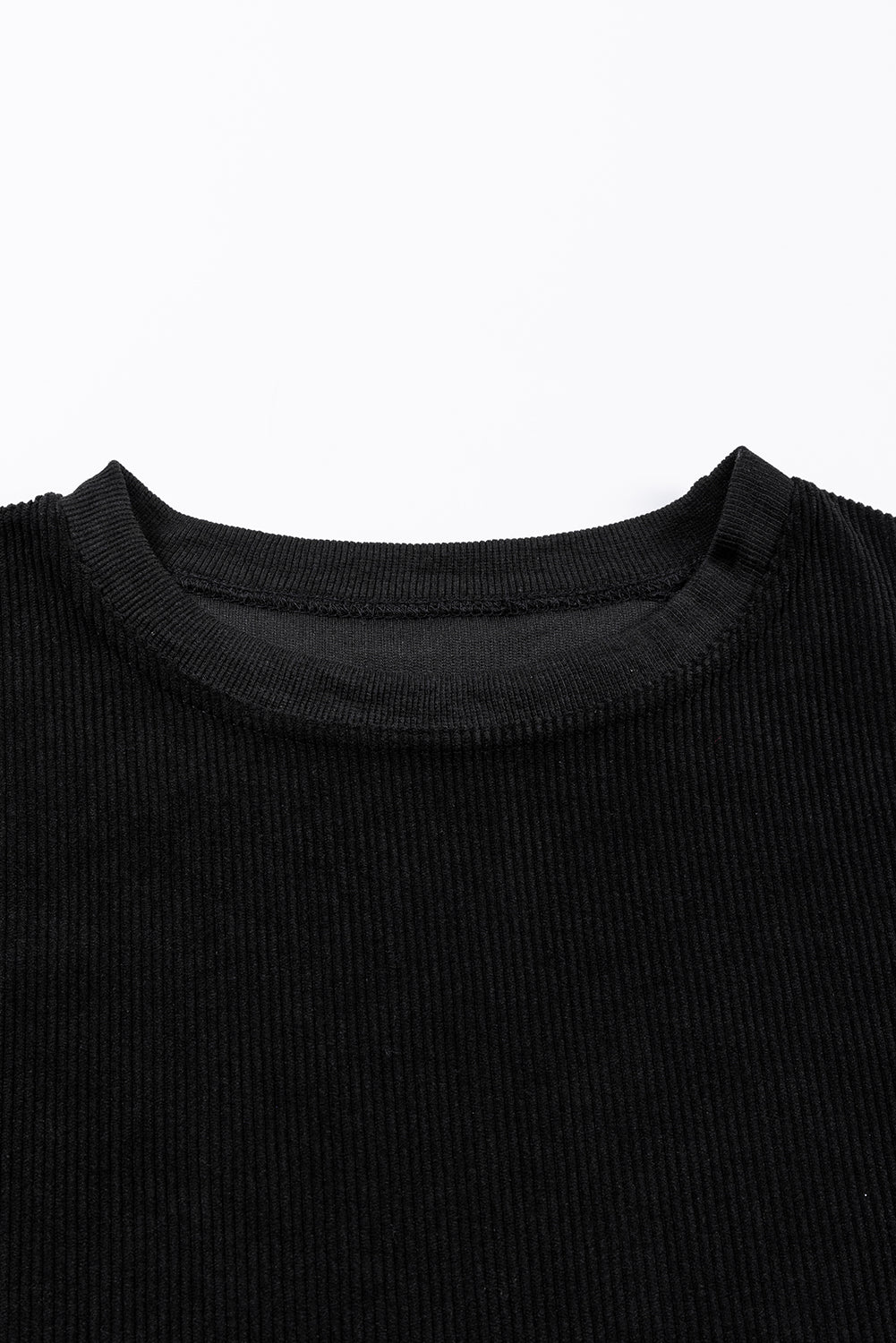 Black Ribbed Corded Oversized Sweatshirt