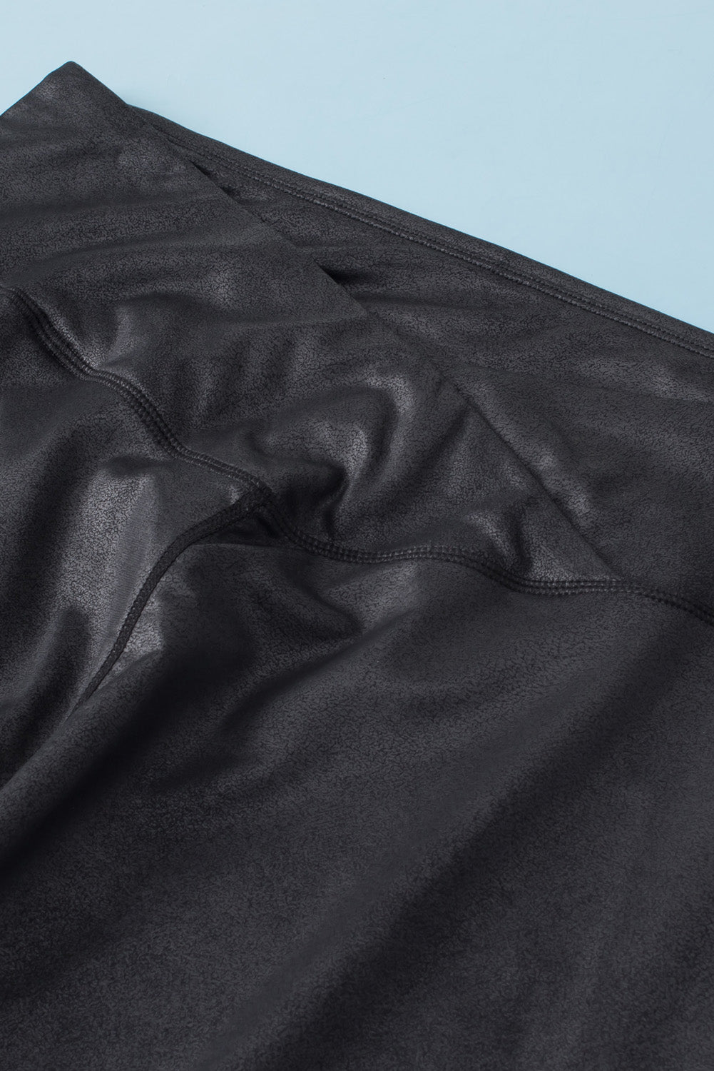 Black Plus Size Crossover Faux Leather Leggings