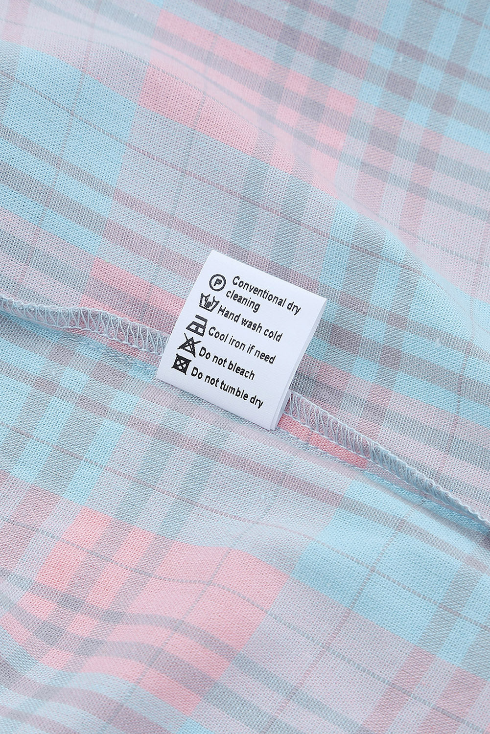 Chemise à manches longues à motif écossais et encolure à col rose