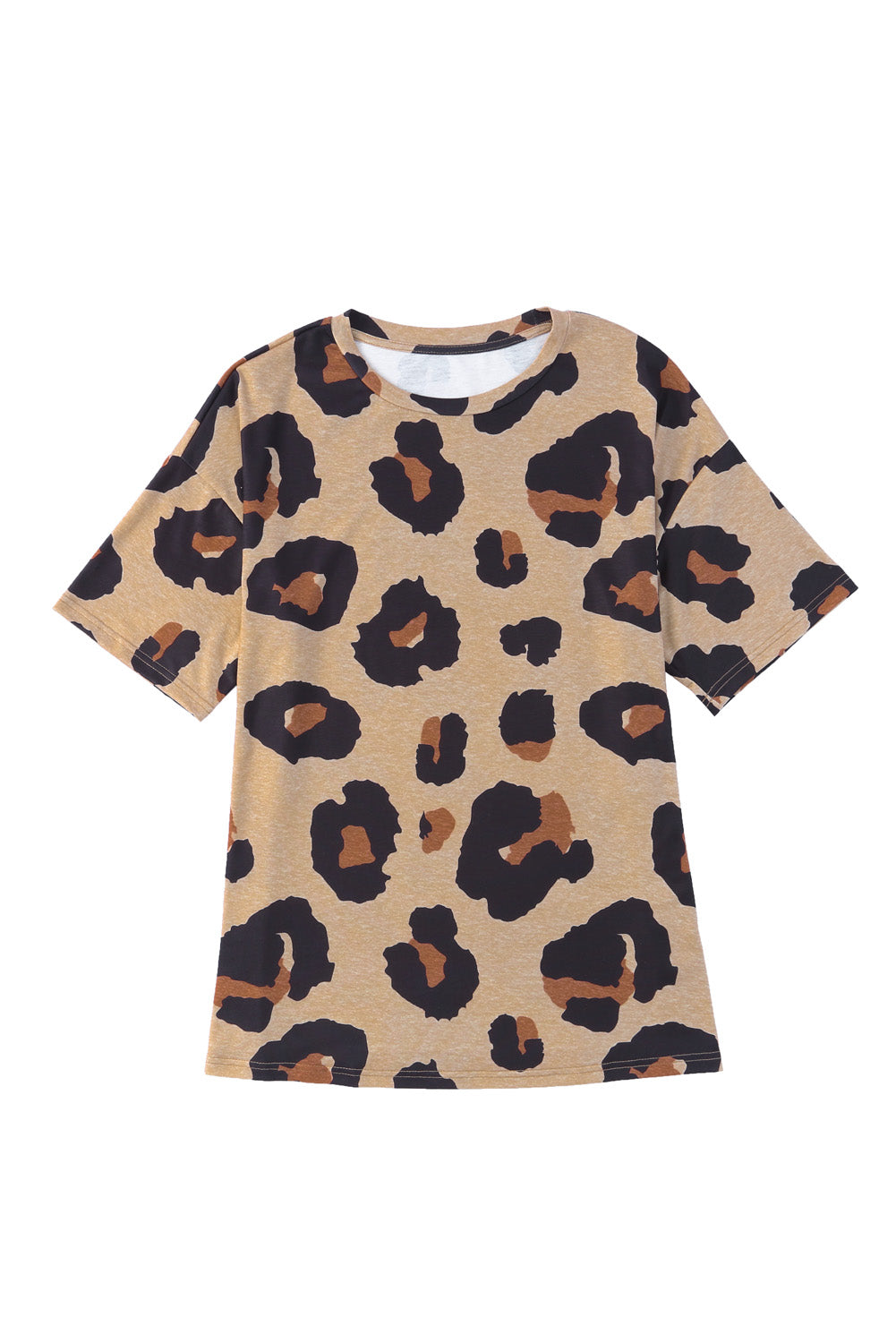 T-shirt ample marron à imprimé léopard Boyfriend