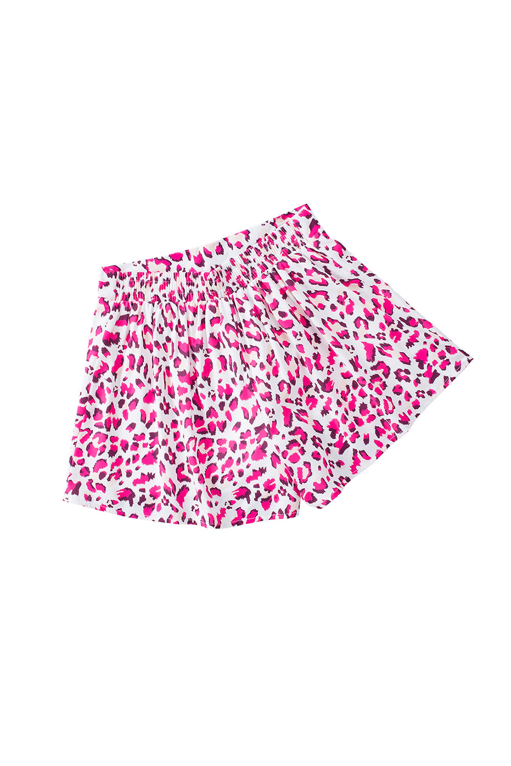 Pantaloncini casual svolazzanti con stampa leopardata rosa