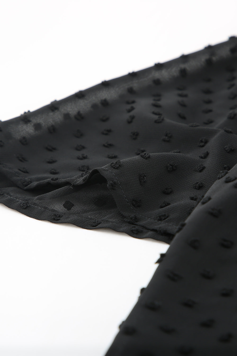 Crna majica Babydoll s lepršavim rukavima prozirne teksture