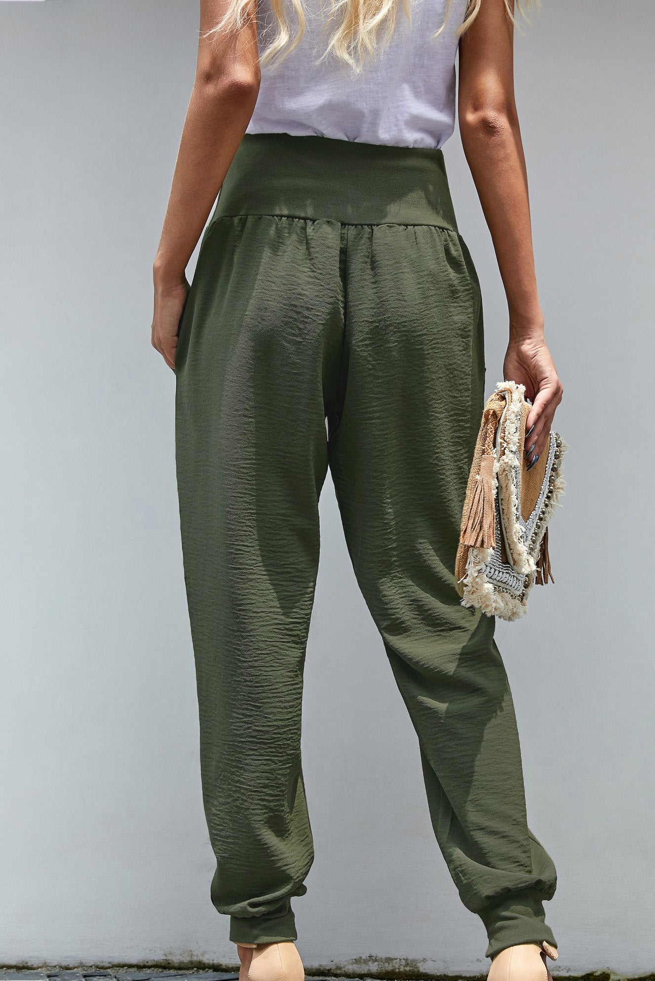 Pantalon de jogging en coton vert avec poches