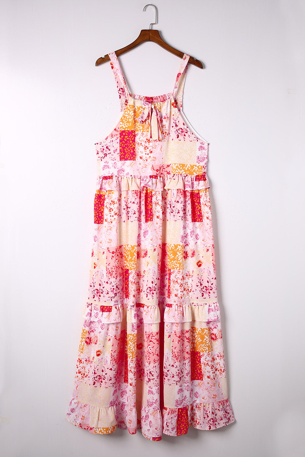 Robe longue sans manches à imprimé floral géométrique bohème multicolore