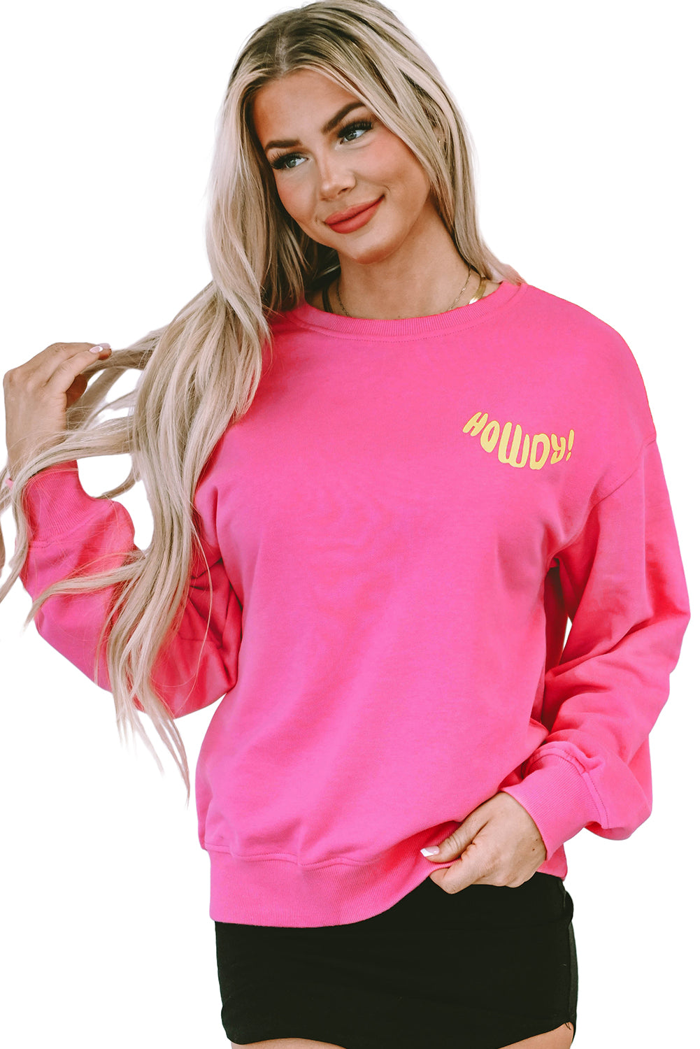 Sweat-shirt à manches longues HOWDY Back Western Graphic rose fraise