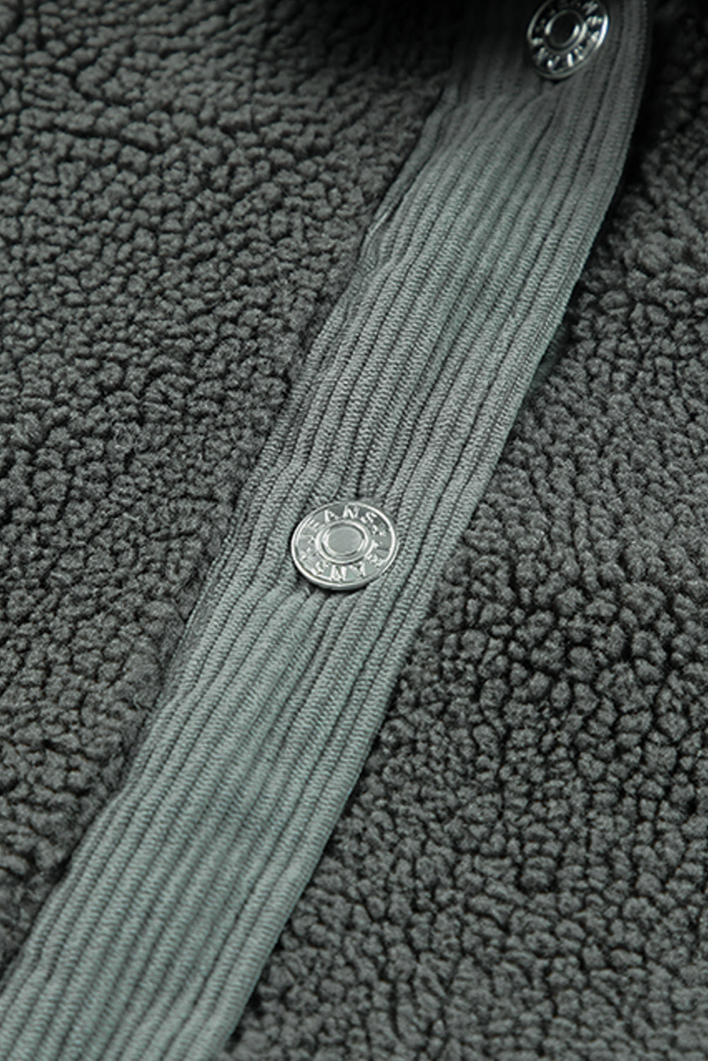 Veste Sherpa grise à bordures en velours côtelé et patch aux coudes