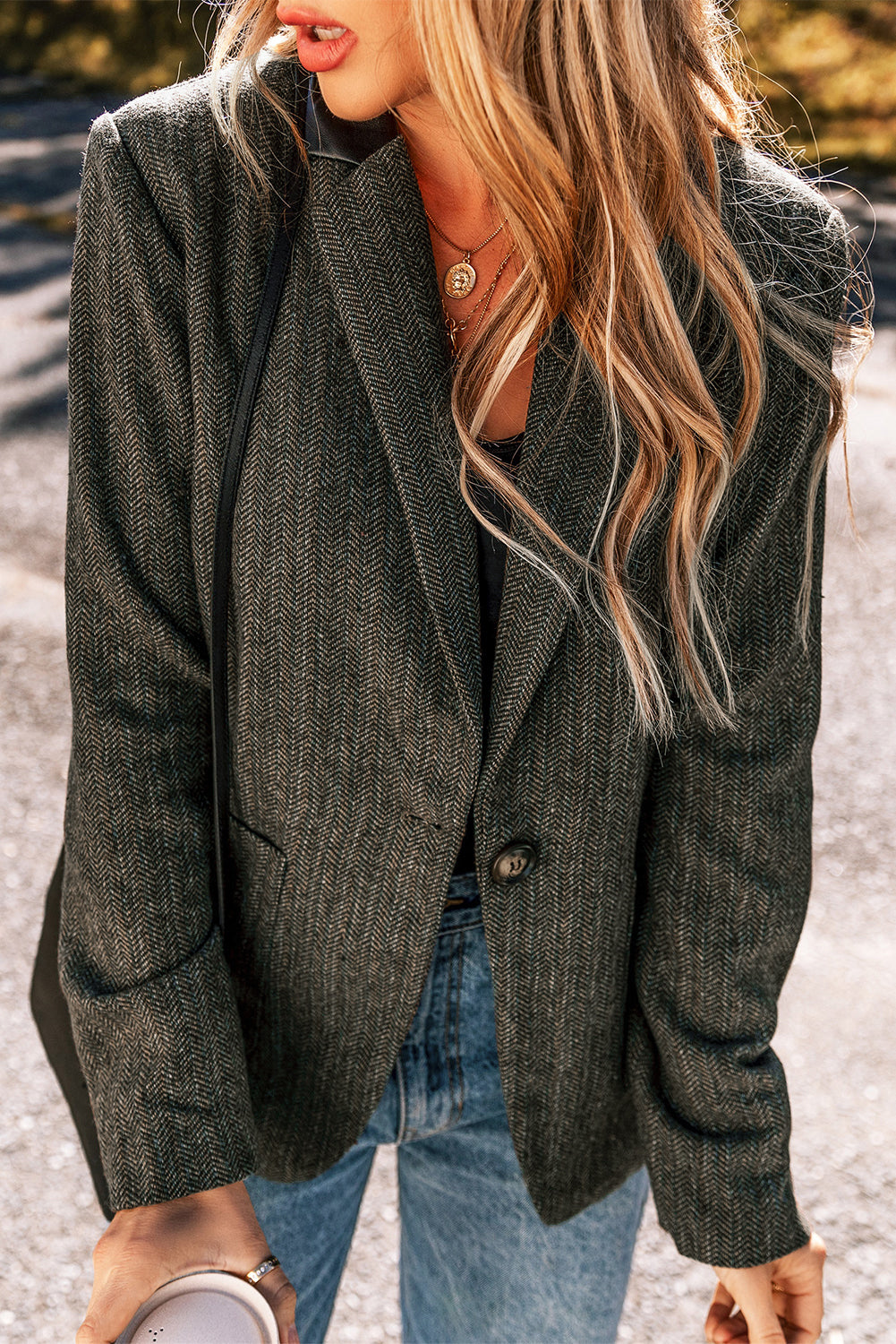 Manteau blazer à revers simple et sergé Desert Palm