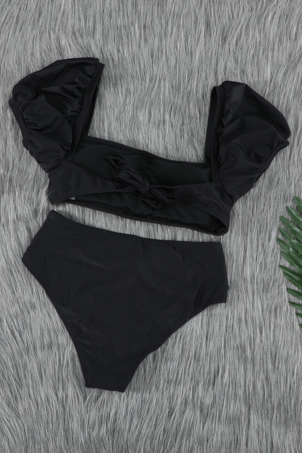 Crni seksi kupaći kostimi visokog struka s mjehurićima