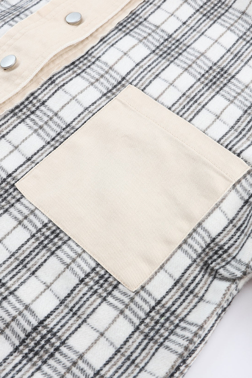 Karirana patchwork traper jakna kaki neuglađenih sirovih rubova