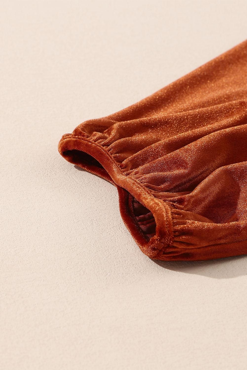 Camicia in velluto babydoll a tunica con maniche a 3/4 color kaki pallido