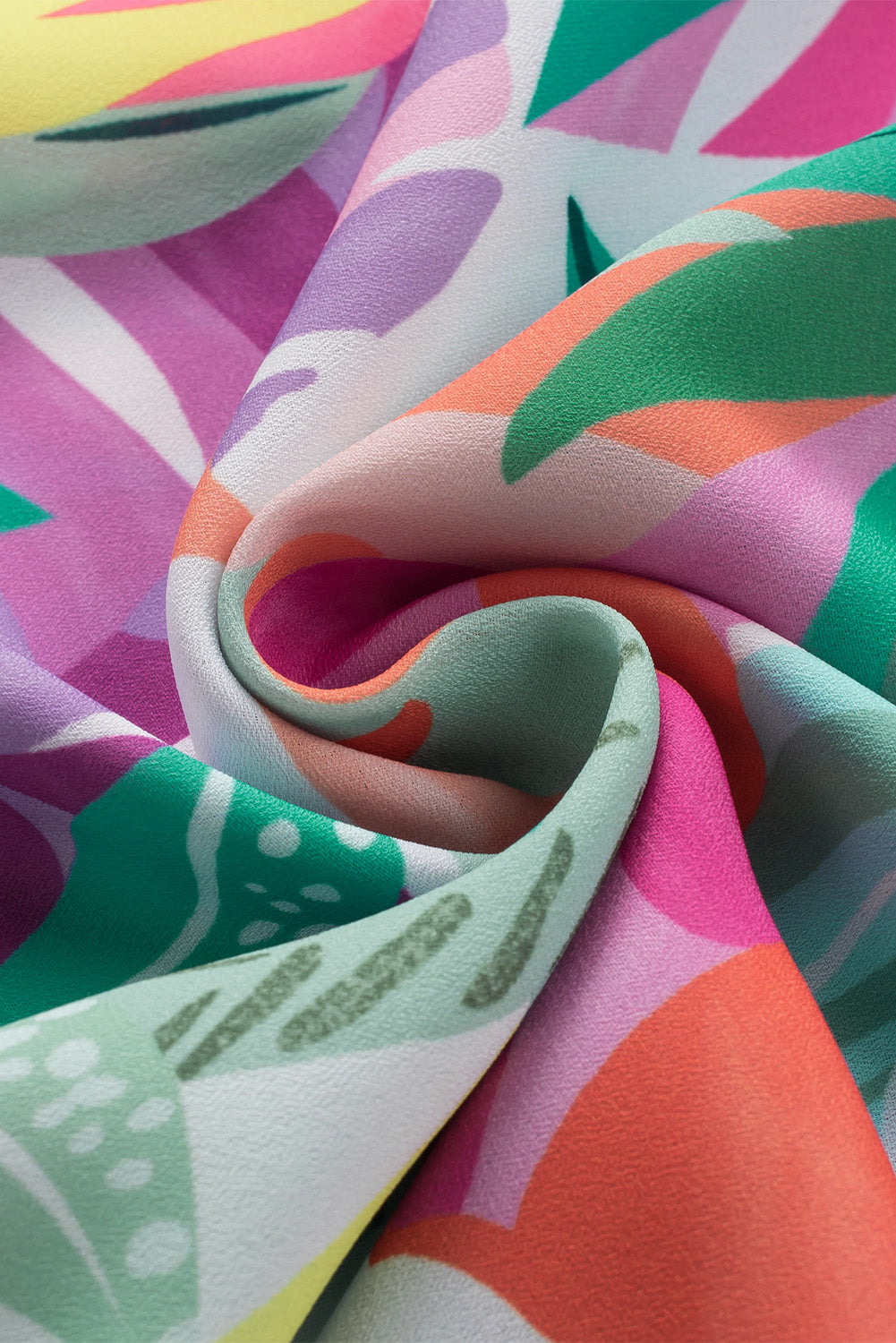 Cache-maillot de plage boutonné à imprimé végétal multicolore à demi-manches