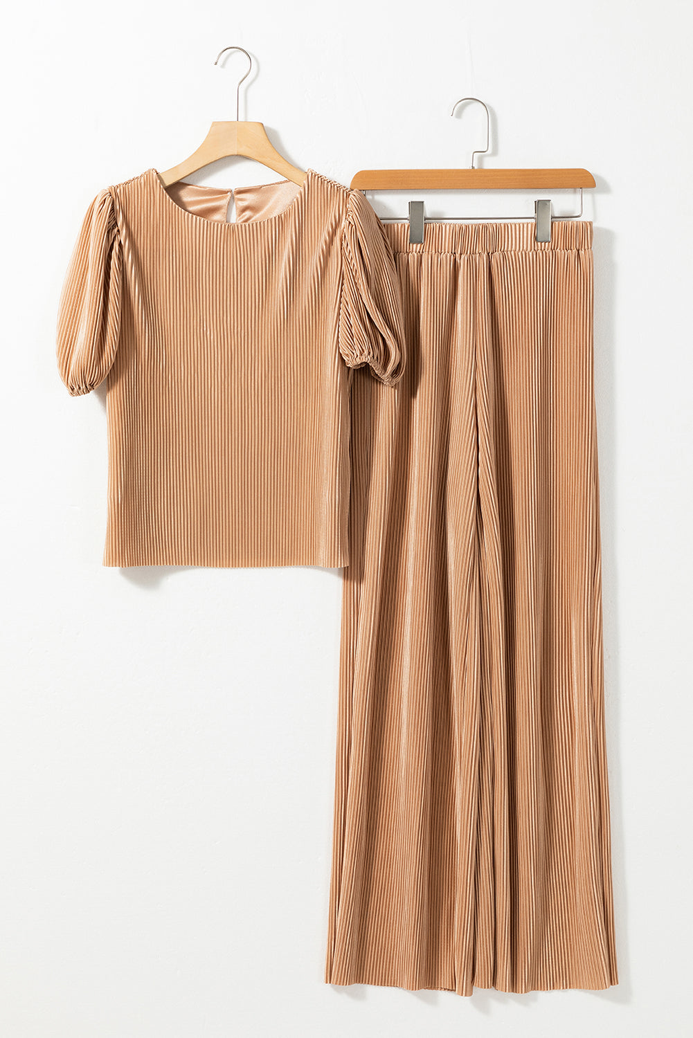 Ensemble haut plissé à manches bouffantes et pantalon large Clay