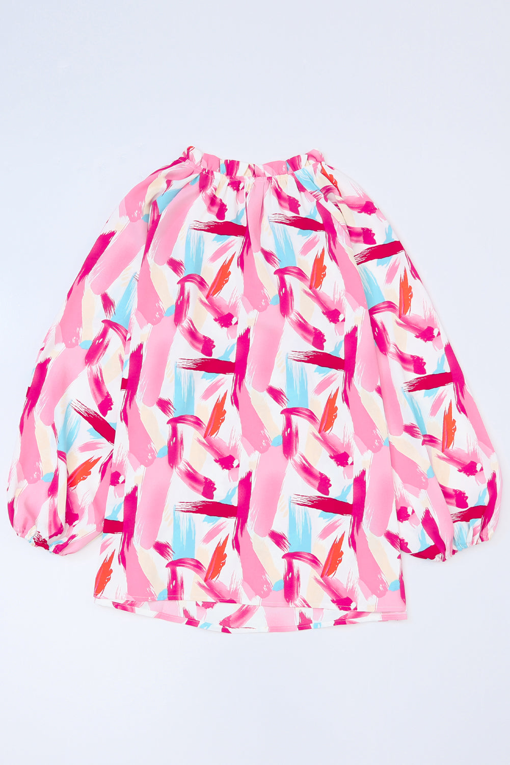 Ružičasta apstraktna široka bluza s četkastim printom