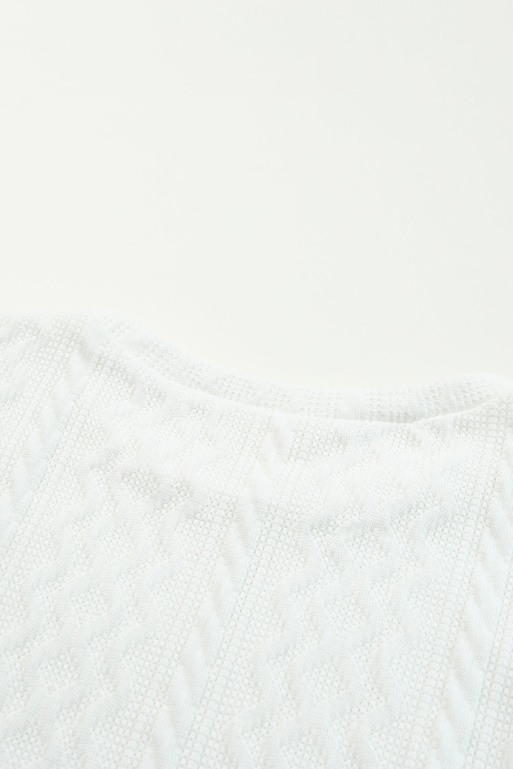 Kaki jednobojna pletena majica s puf rukavima i teksturom
