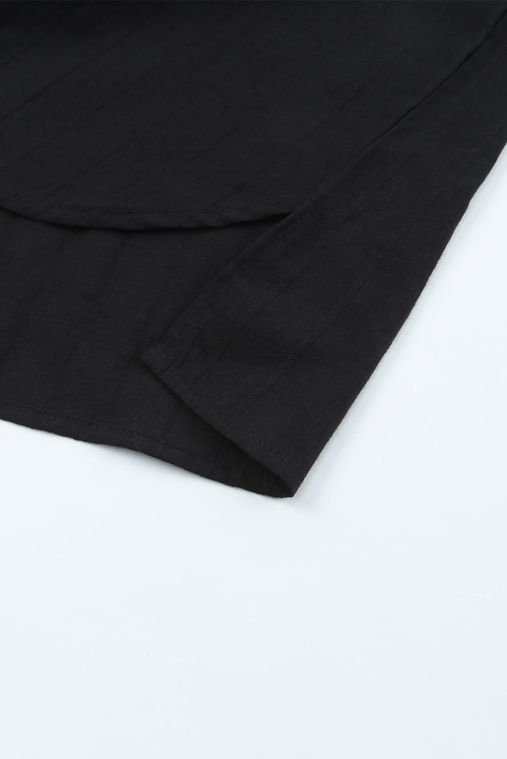 Black Textured Buttoned Pocket Long Sleeve Shirt
