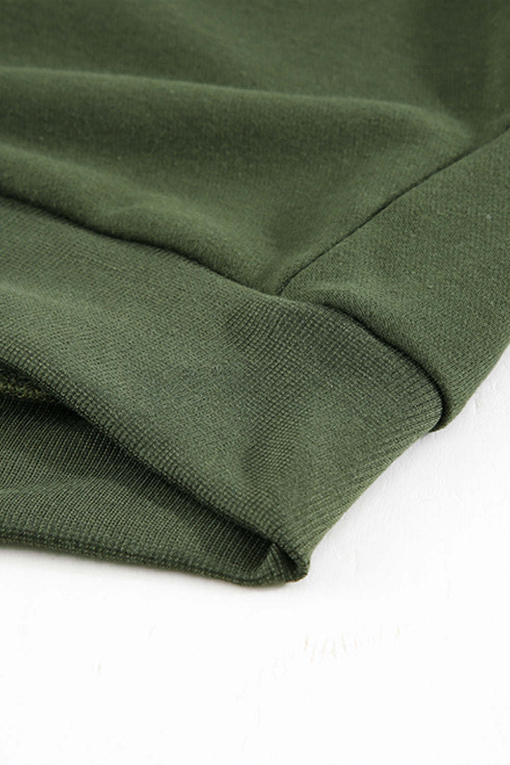 Sweat à capuche décontracté vert à lacets de couleur unie