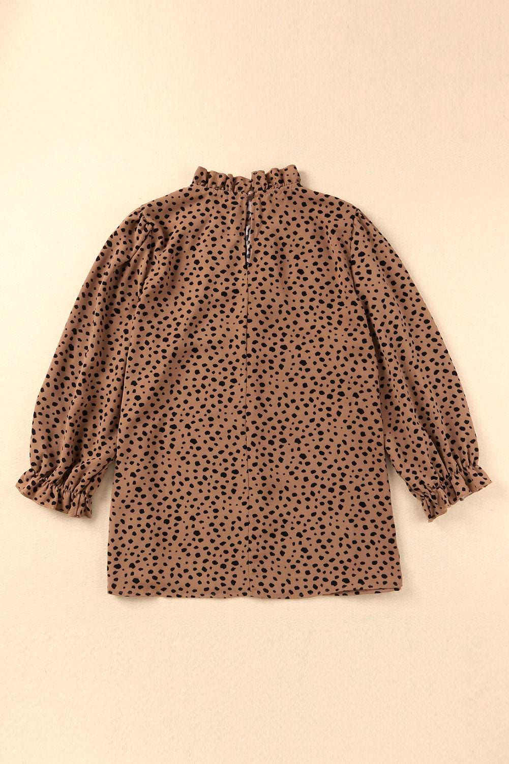 Rjava bluza v obliki geparda z naborki in 3/4 rokavi