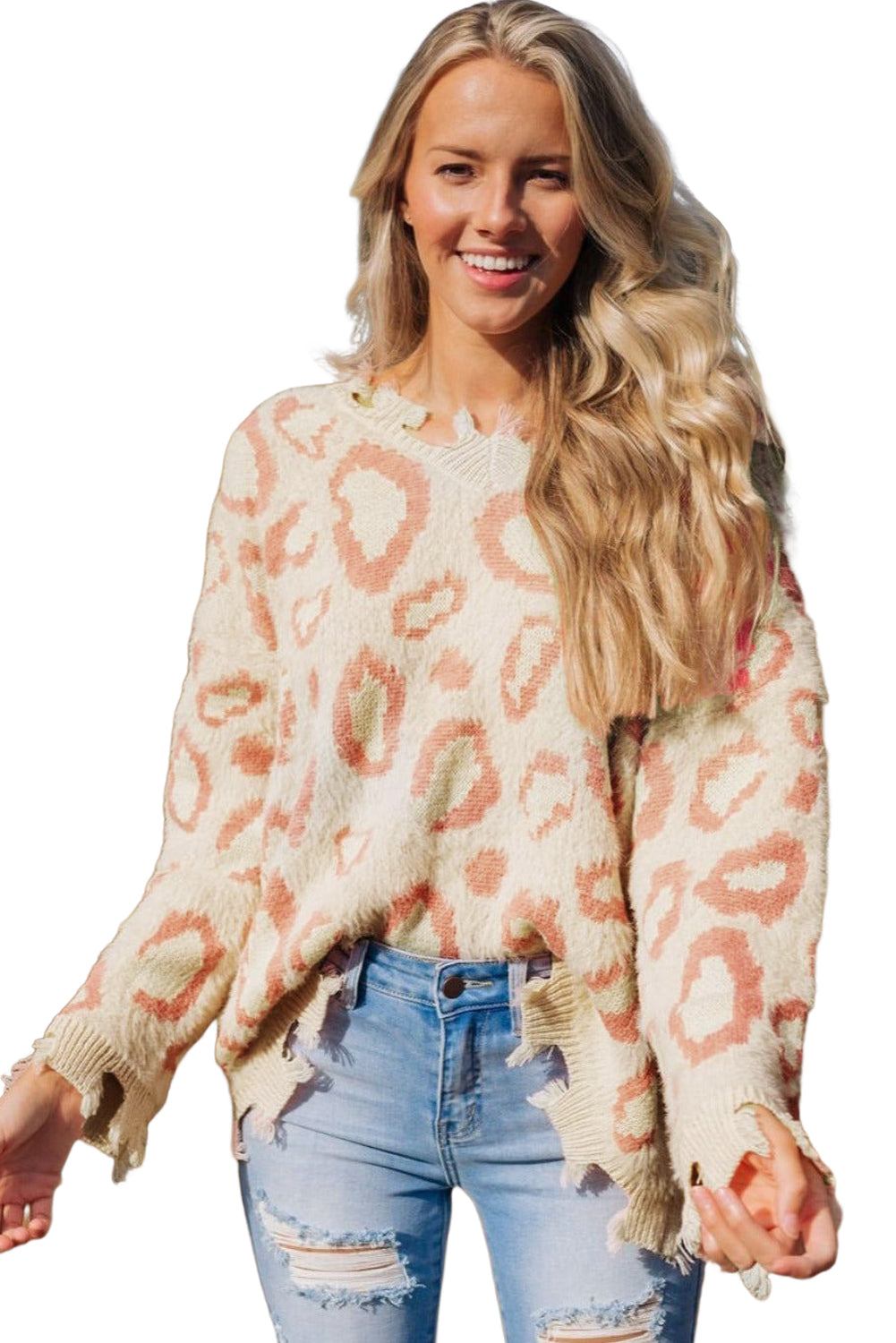 Nejasan pulover s leopardovim životinjskim uzorkom