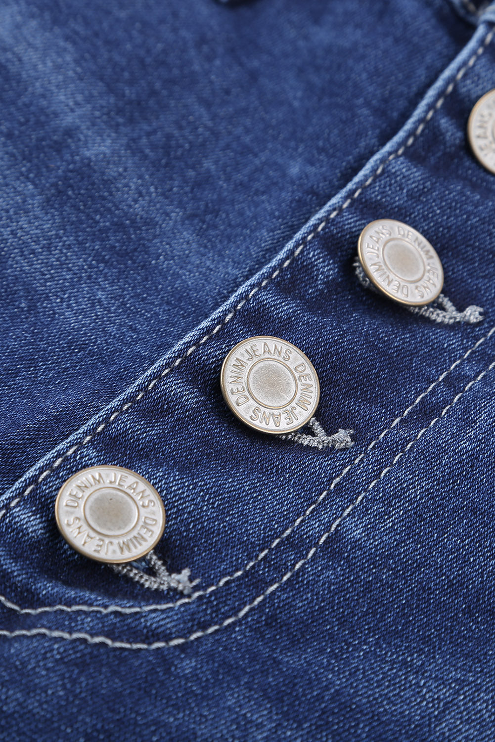 Jean skinny bleu taille haute avec braguette boutonnée