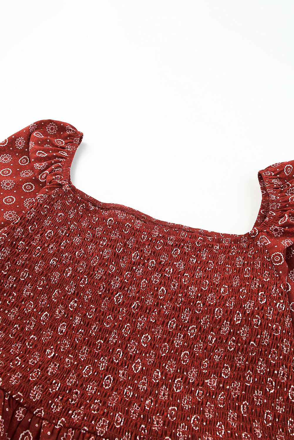 Fiery Red Plus Size Square Neck Printed Peplum Top