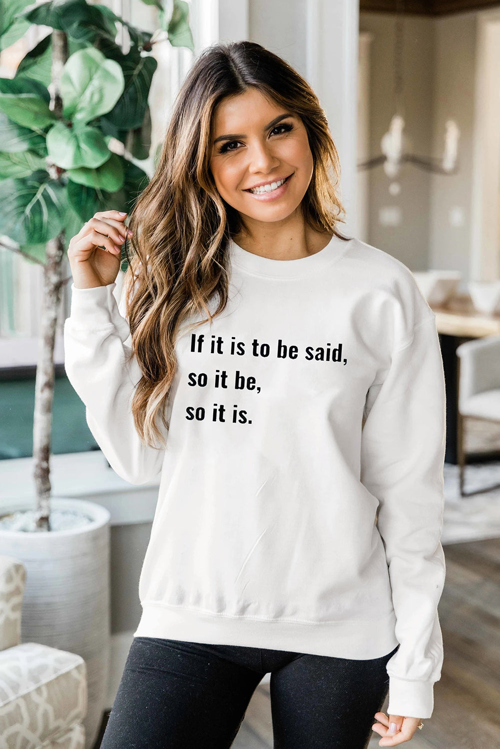 Letter Print Drop Sleeve Crew Neck Pullover Sweatshirt