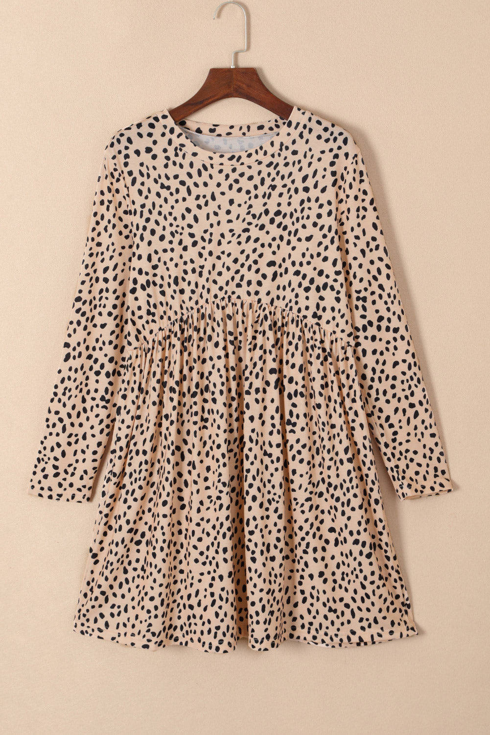 Babydoll haljina s leopard dugim rukavima
