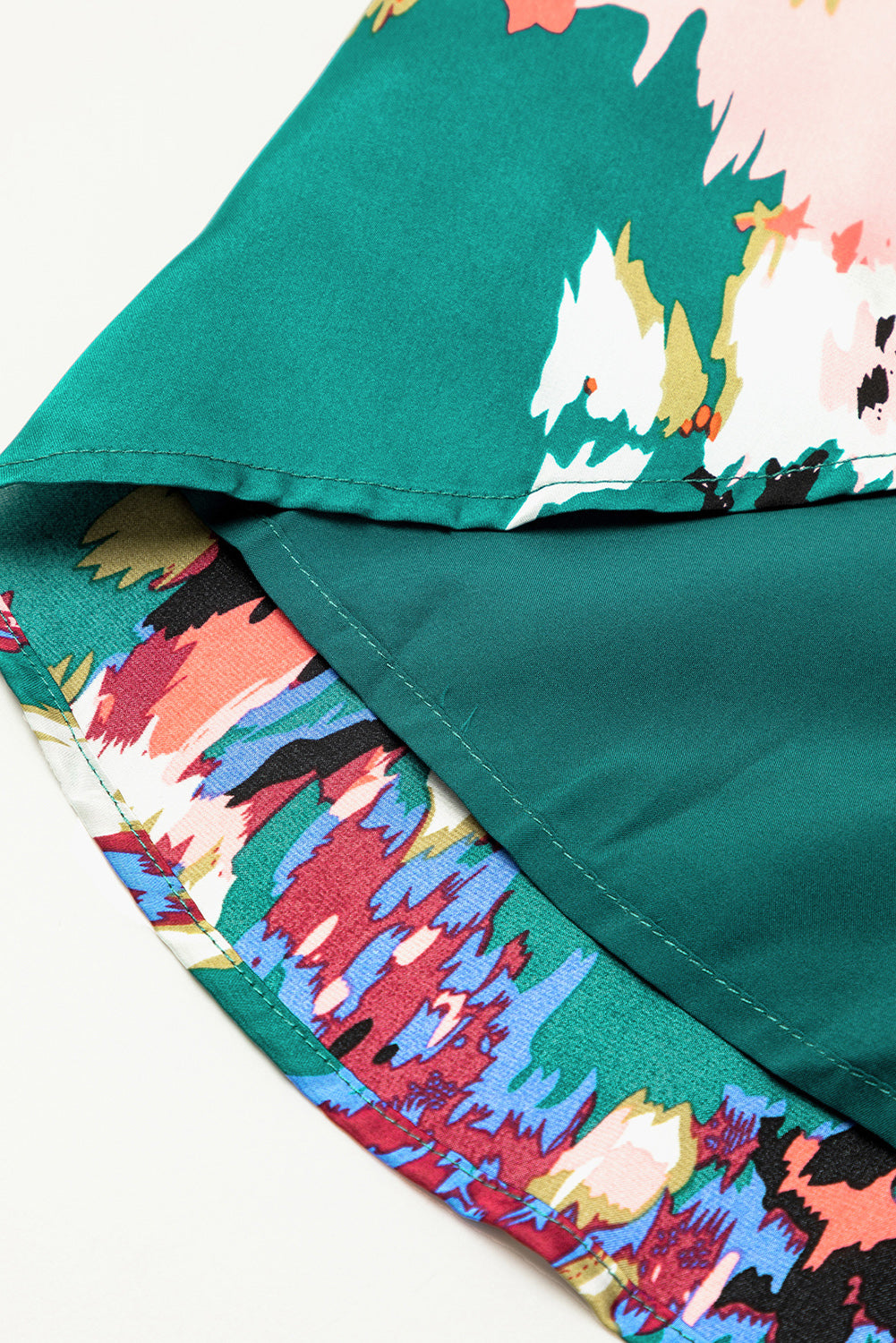 Robe verte à manches Gigot et col à volants, imprimé abstrait, avec lien à la taille
