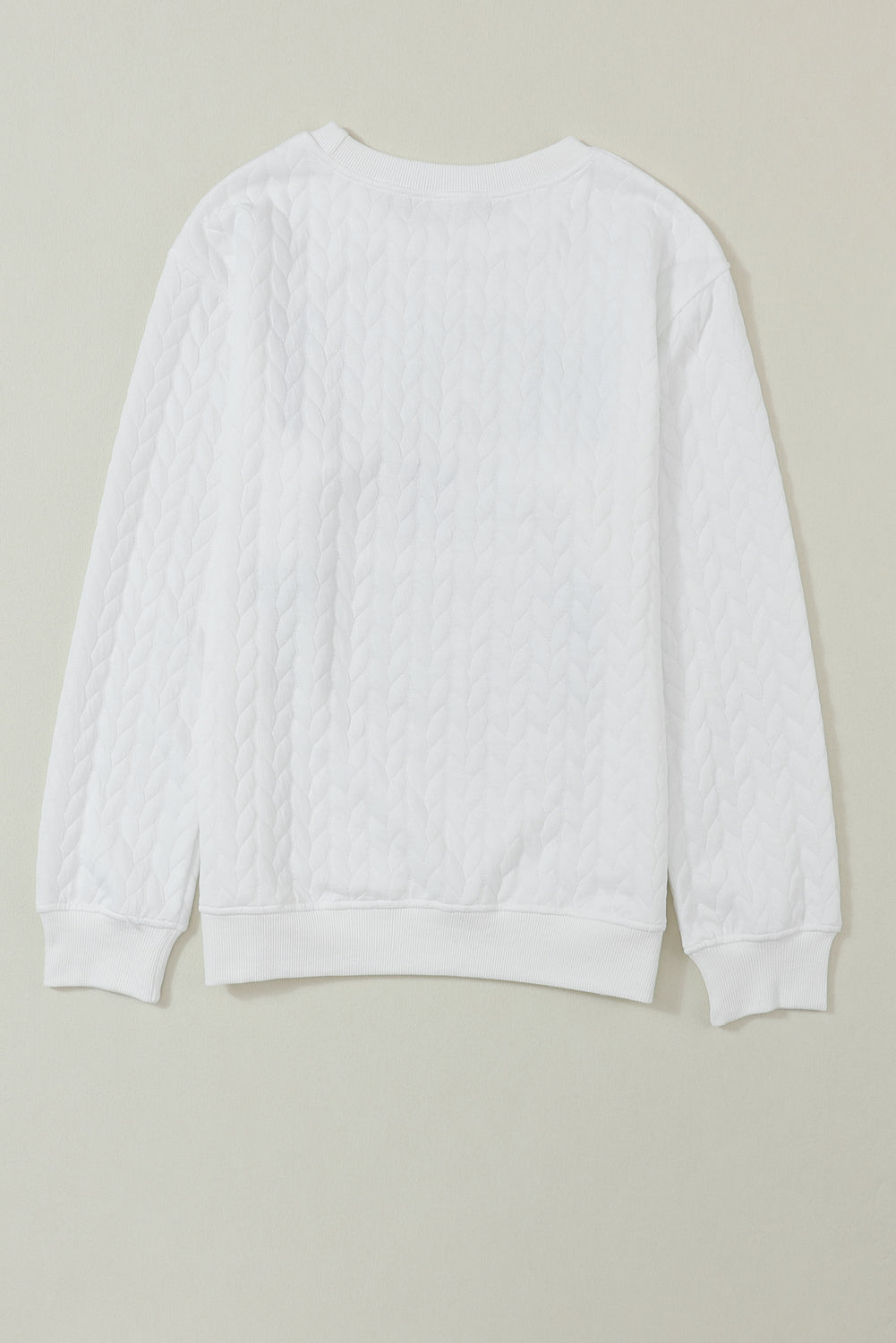 Sweat-shirt blanc en tricot torsadé brodé LUCKY Chenille