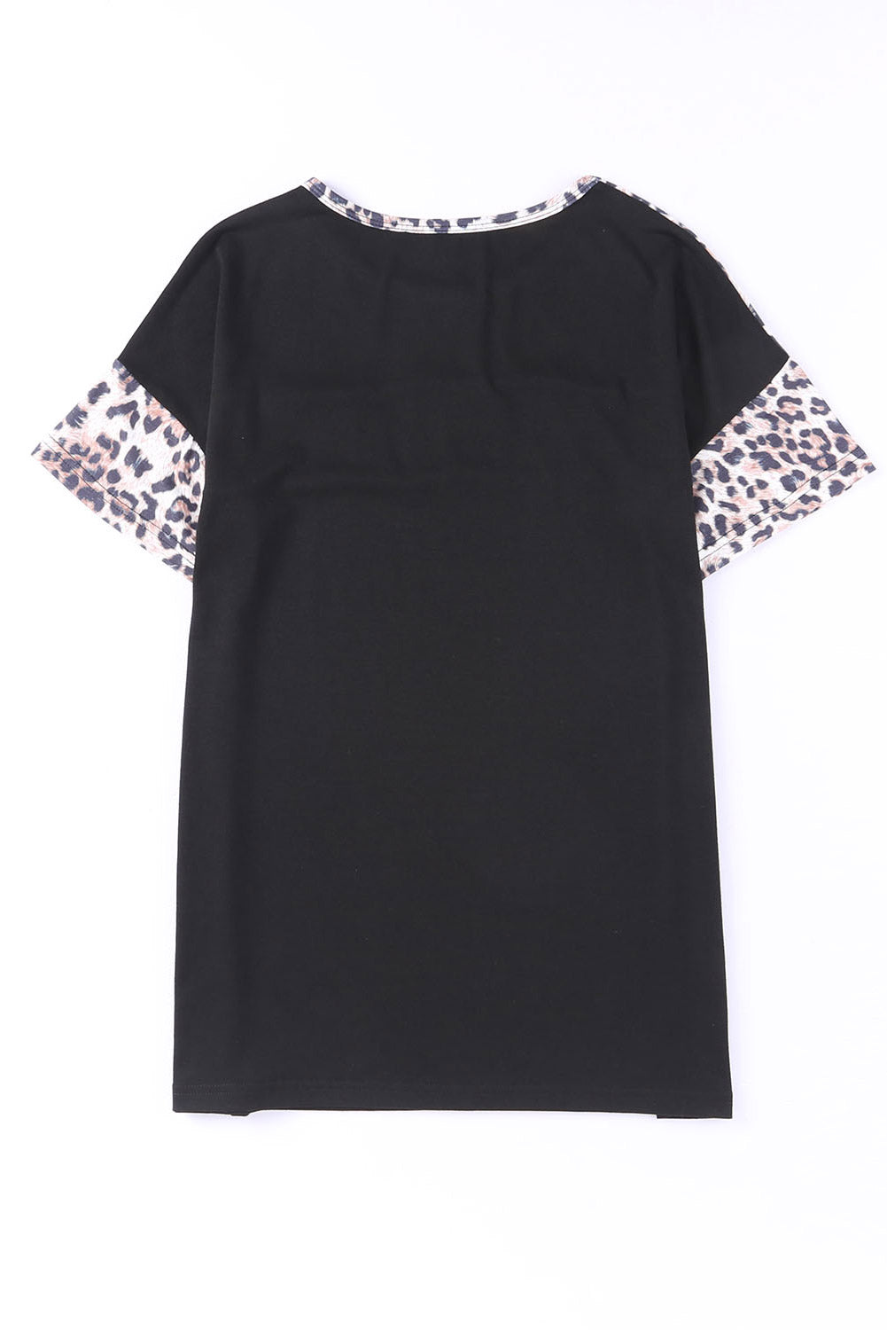 Schwarzes Leoparden-Colorblock-Spleiß-T-Shirt