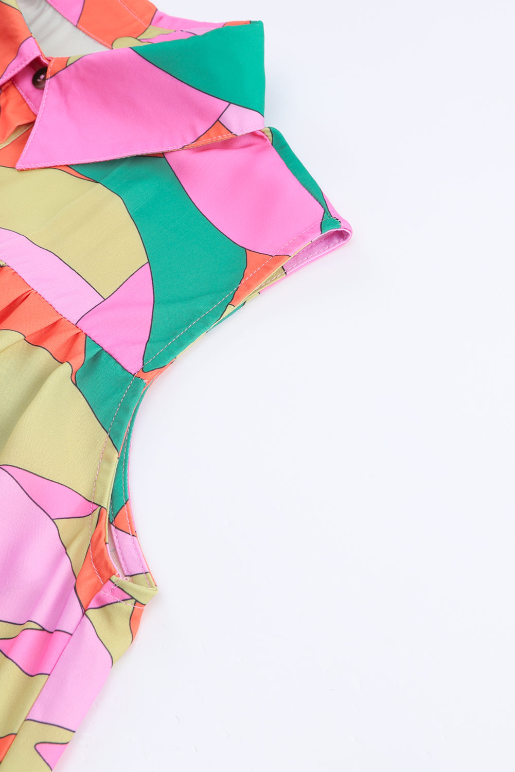 Chemise sans manches à imprimé géométrique abstrait multicolore