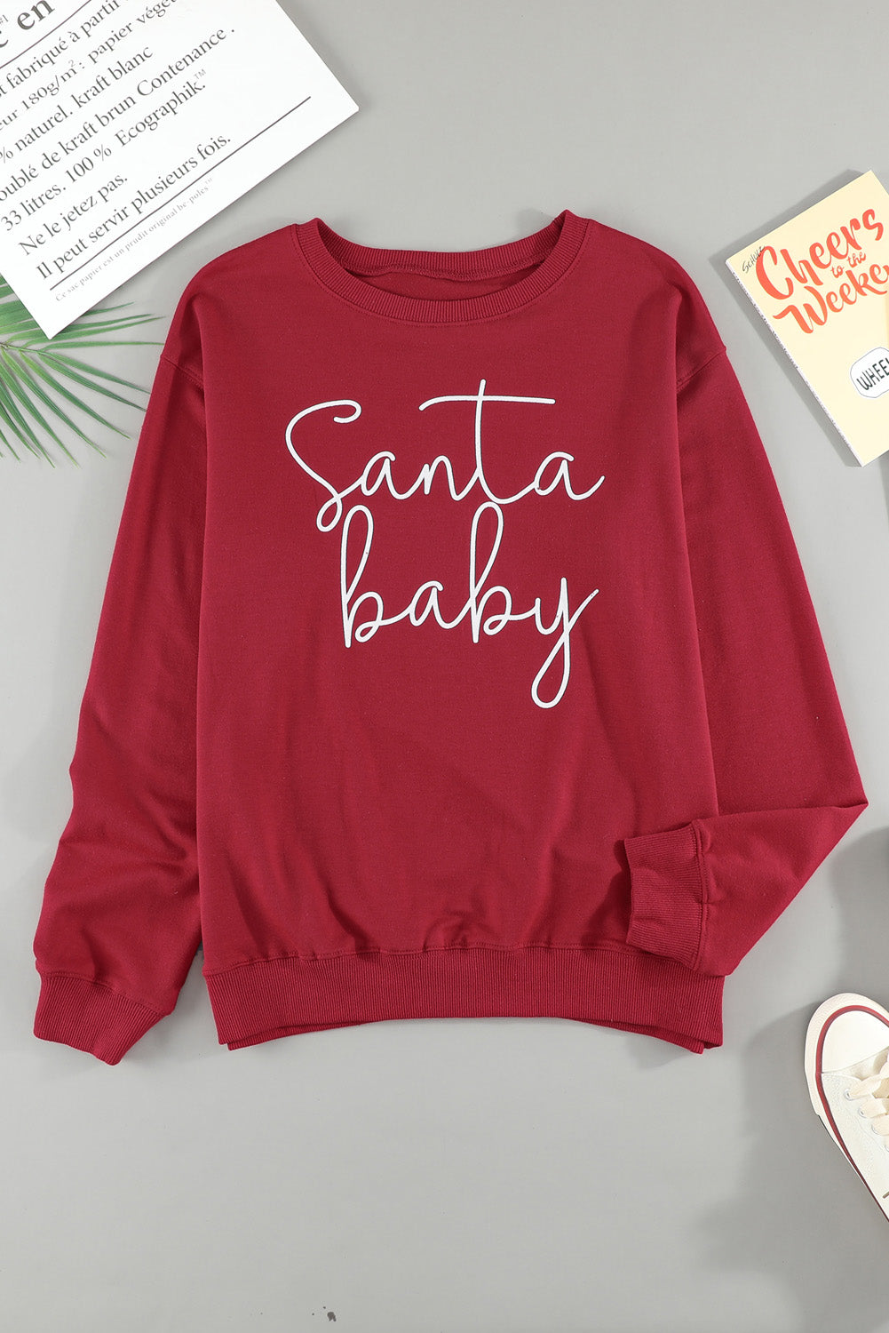 Pullover-Sweatshirt mit Weihnachtsmann-Baby-Print
