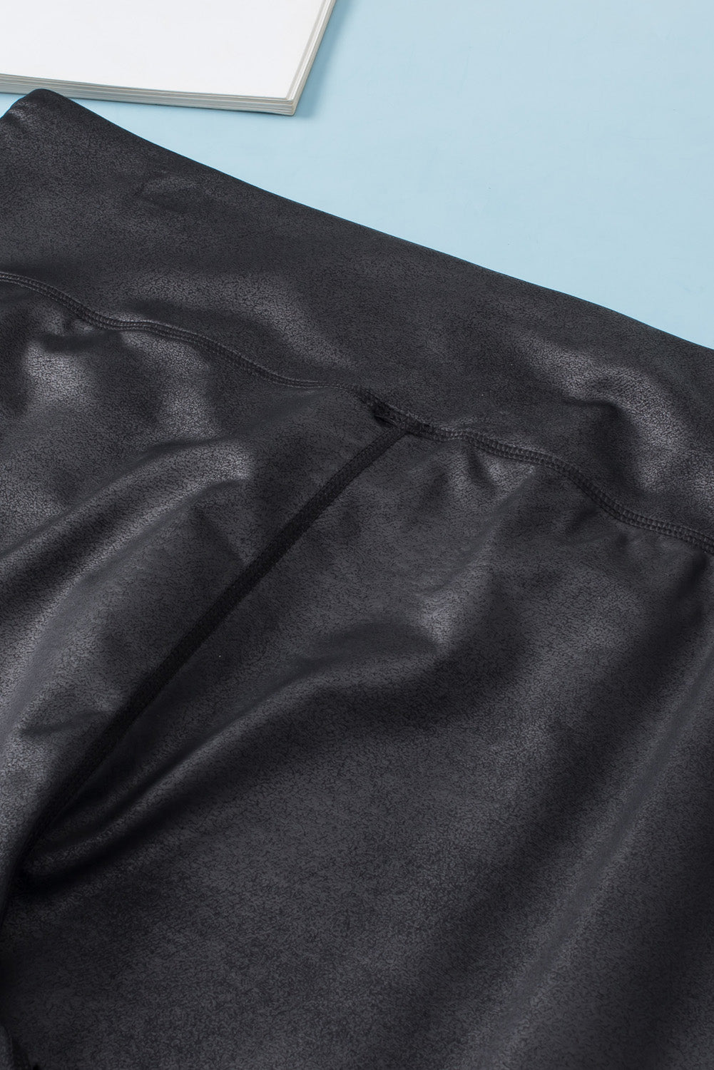 Black Plus Size Crossover Faux Leather Leggings