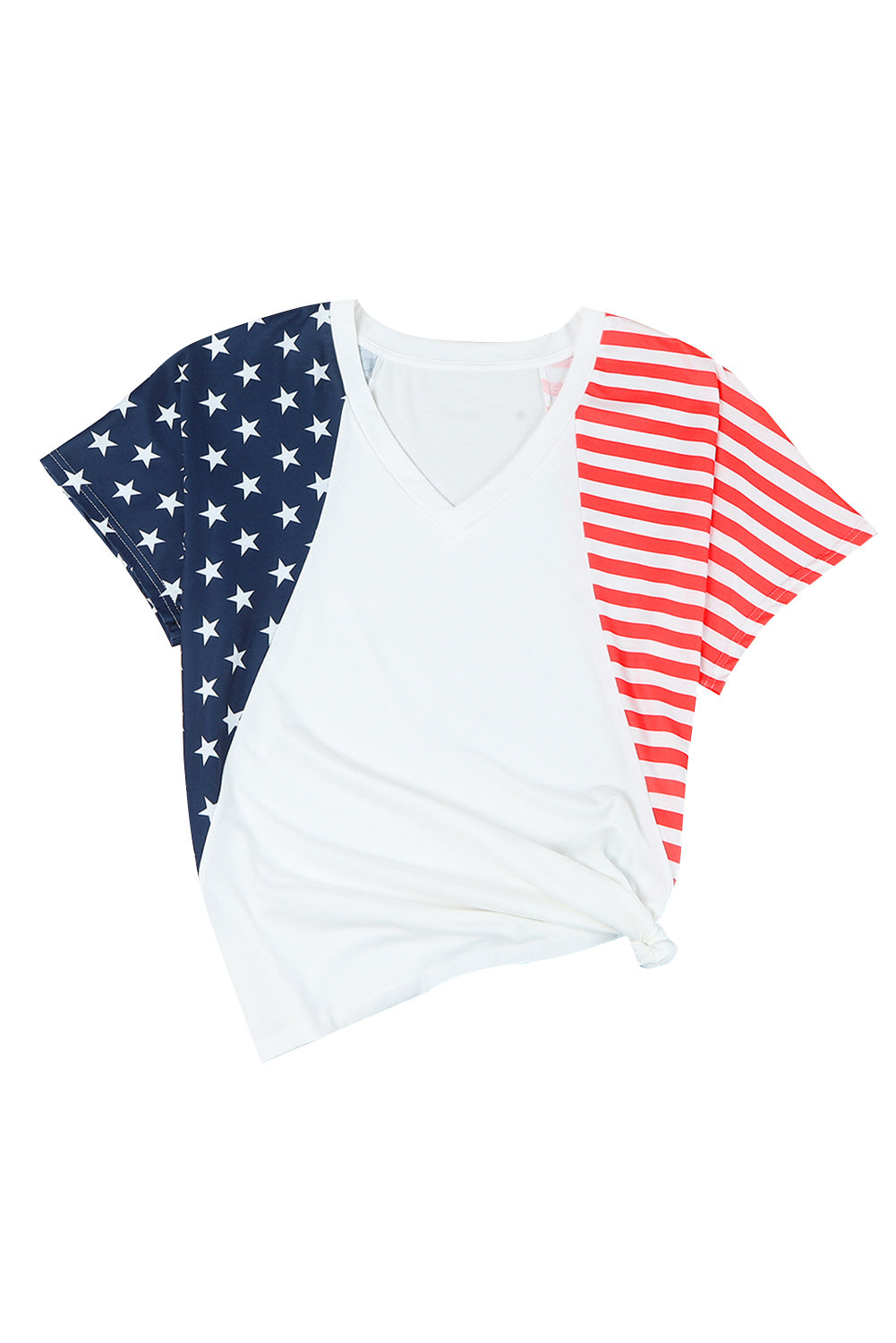Bijela majica s V izrezom The US Stars and Stripes