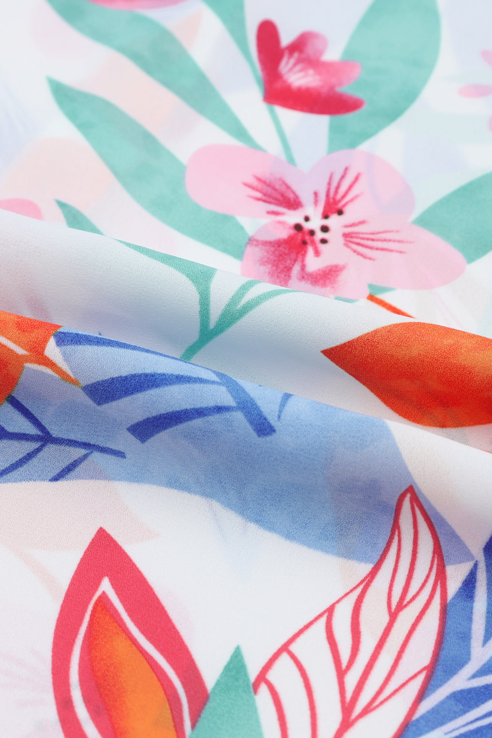 Camicia a maniche fluttuanti stampata floreale vibrante multicolor