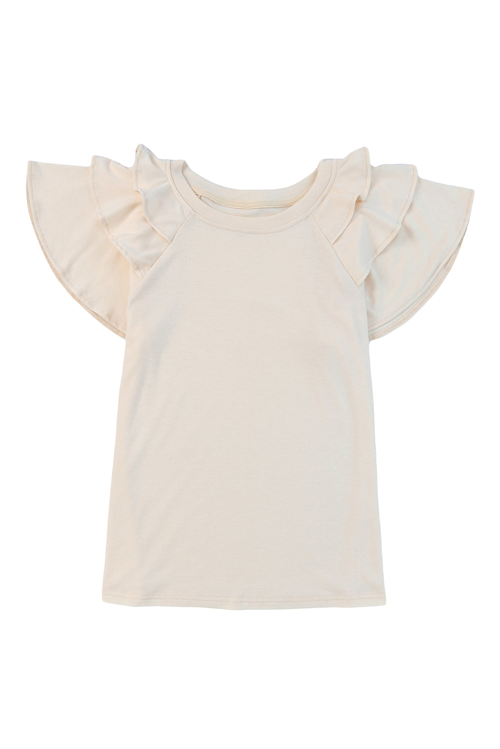 Gray Plain Tiered Ruffled Short Sleeve T Shirt