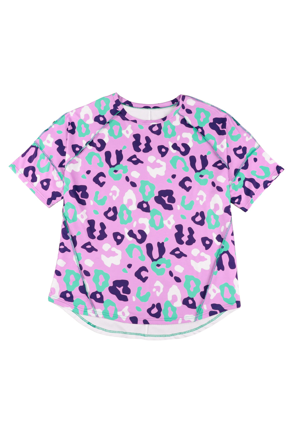 Purple Leopard Kiss Print Plus Size Short Sleeve Tee