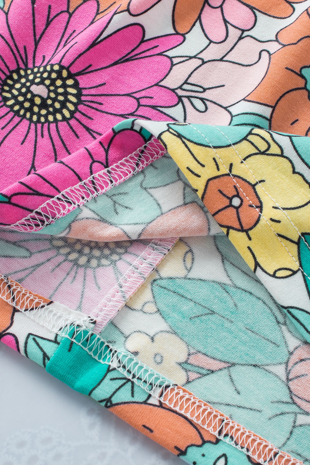 Camicetta babydoll a maniche corte con stampa floreale multicolore