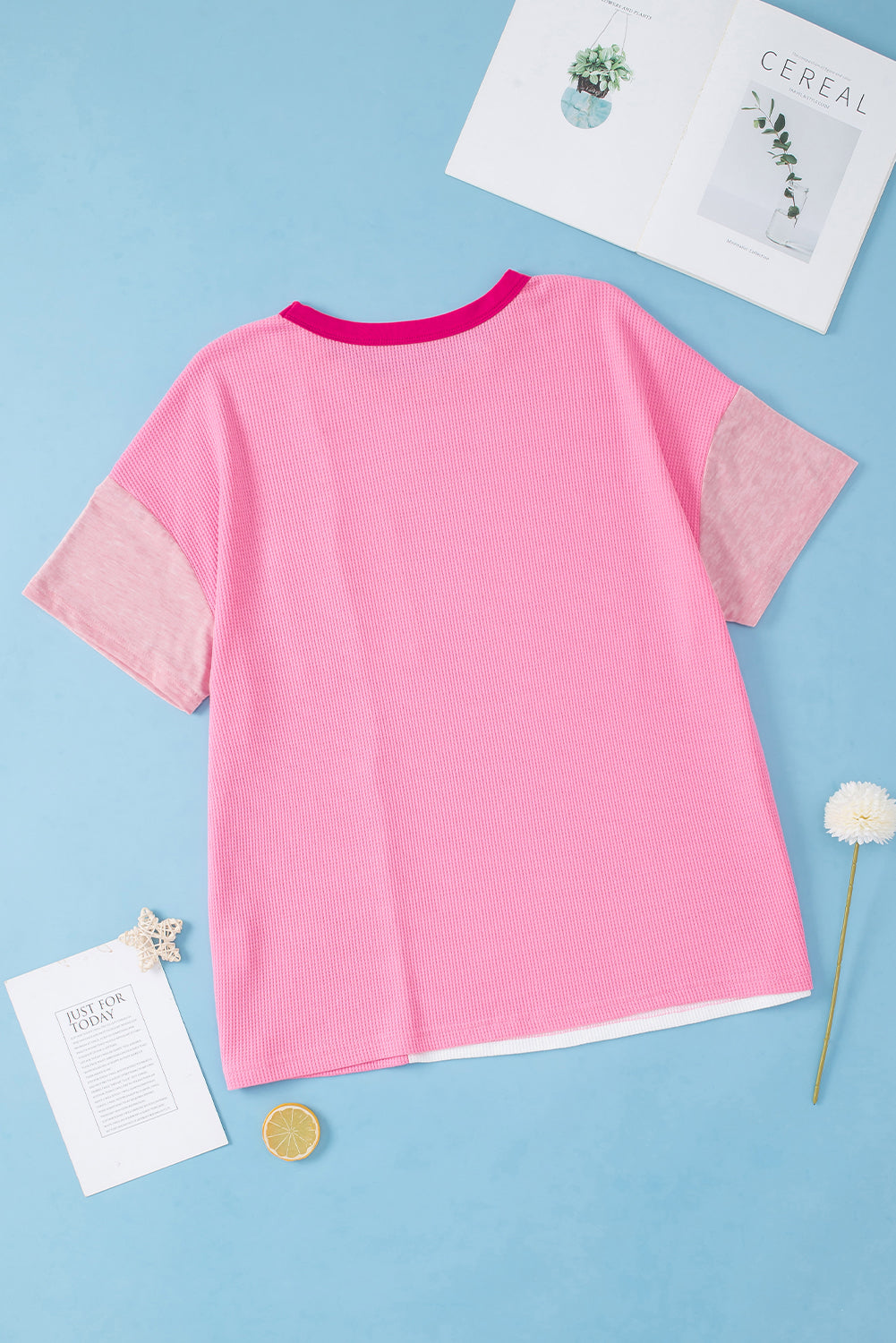 T-shirt Patchwork Colorblock Fleur de Pêcher Grande Taille