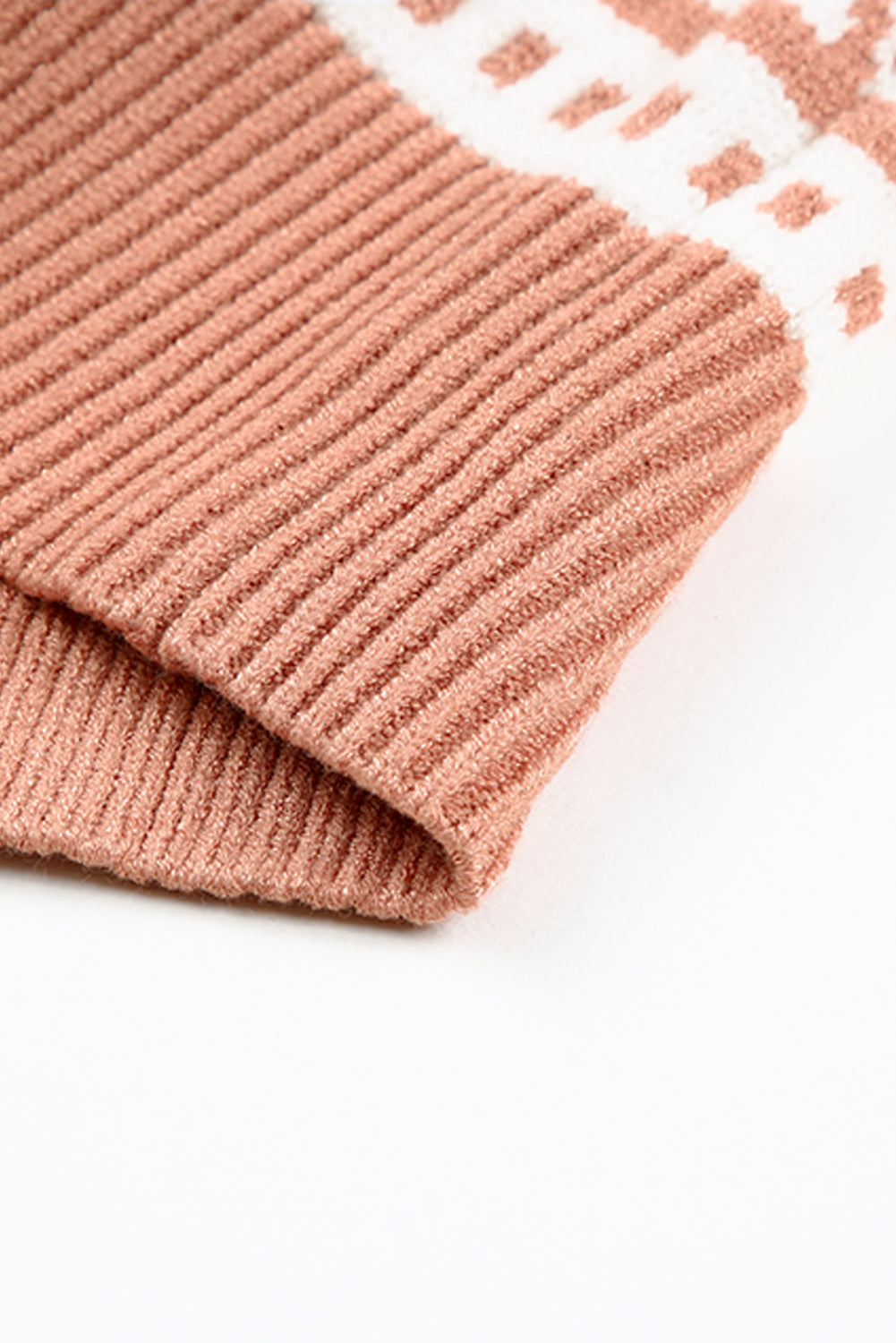 Maglione con zip a quarti in maglia geometrica rosa