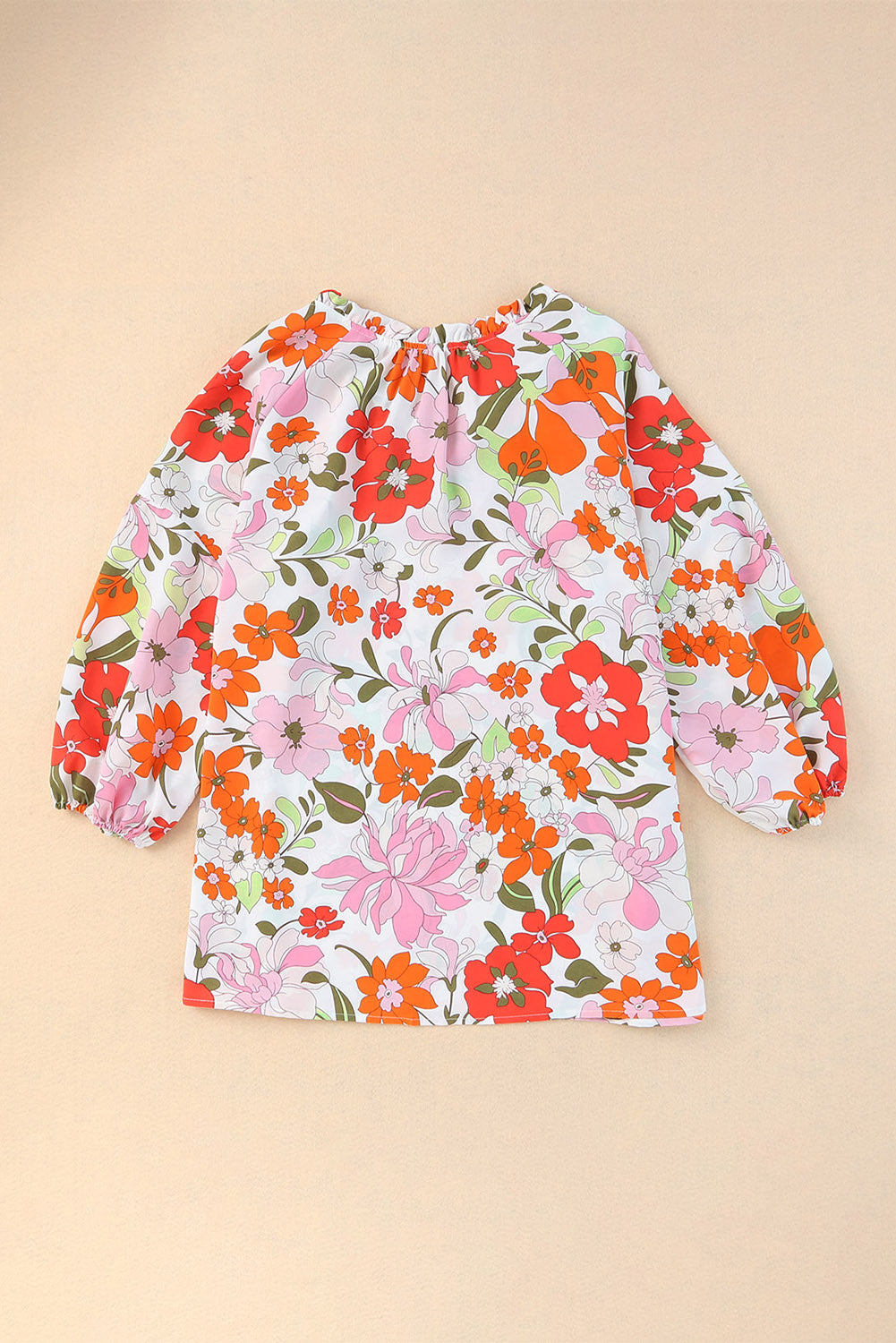 Bluza s puf rukavima s ukrasima od narančastog cvijeća