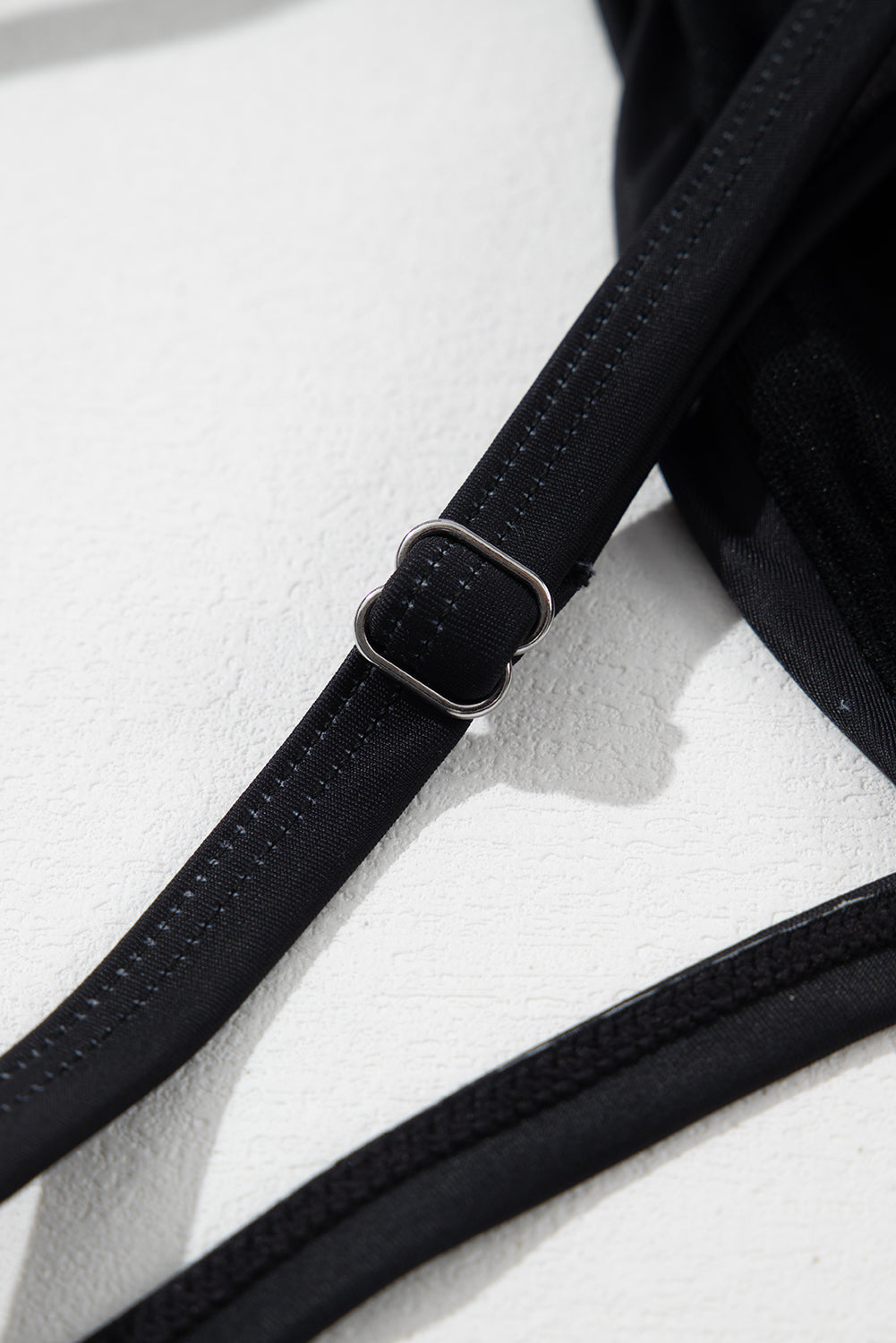 Black Petal Print Crisscross Back Spaghetti Straps Swimsuit
